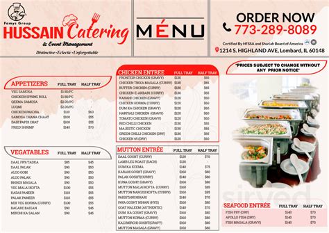 Hussain catering - Friday Special Bagara Khana, Dalcha, Mutton Roghan Josh $22.99 Veal Biryani $22 Chicken Family Pack $54.99 Mutton family Pack $64.99 Order now at https://hussaincatering.com or call 630-931-2888